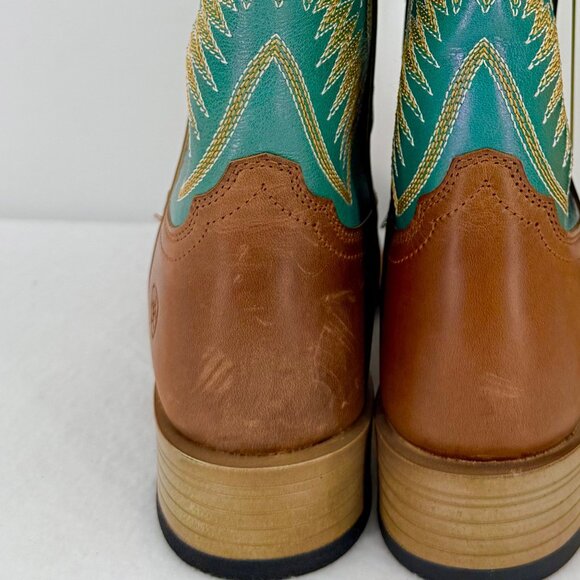NWD Ariat Women's Odessa Brown/Metallic Turqueza Leather Western Boots Size 7B - Picture 14 of 15